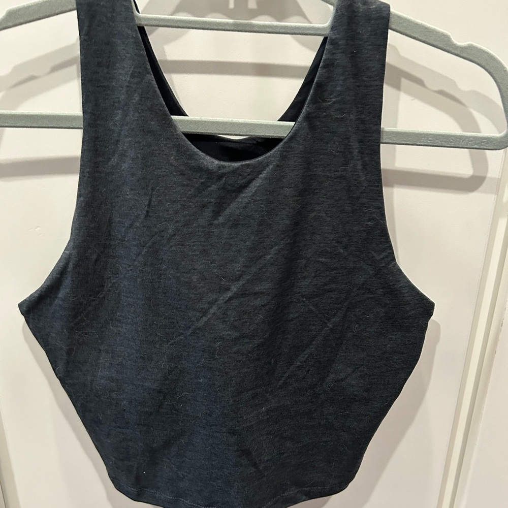 Gray crop top with shelf bra